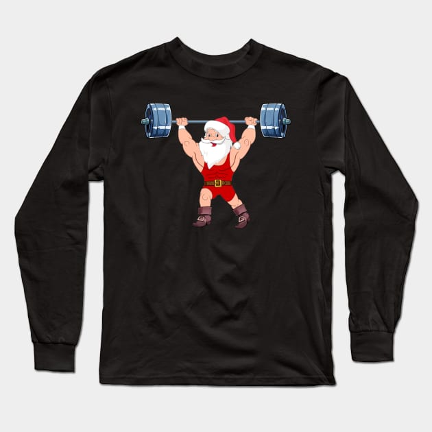 Santa Weightlifting Christmas Fitness Gym Deadlift Long Sleeve T-Shirt by Danielsmfbb